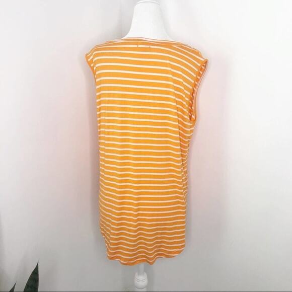Piko | Orange and White V-Neck Sleeveless Top - Picture 3 of 5